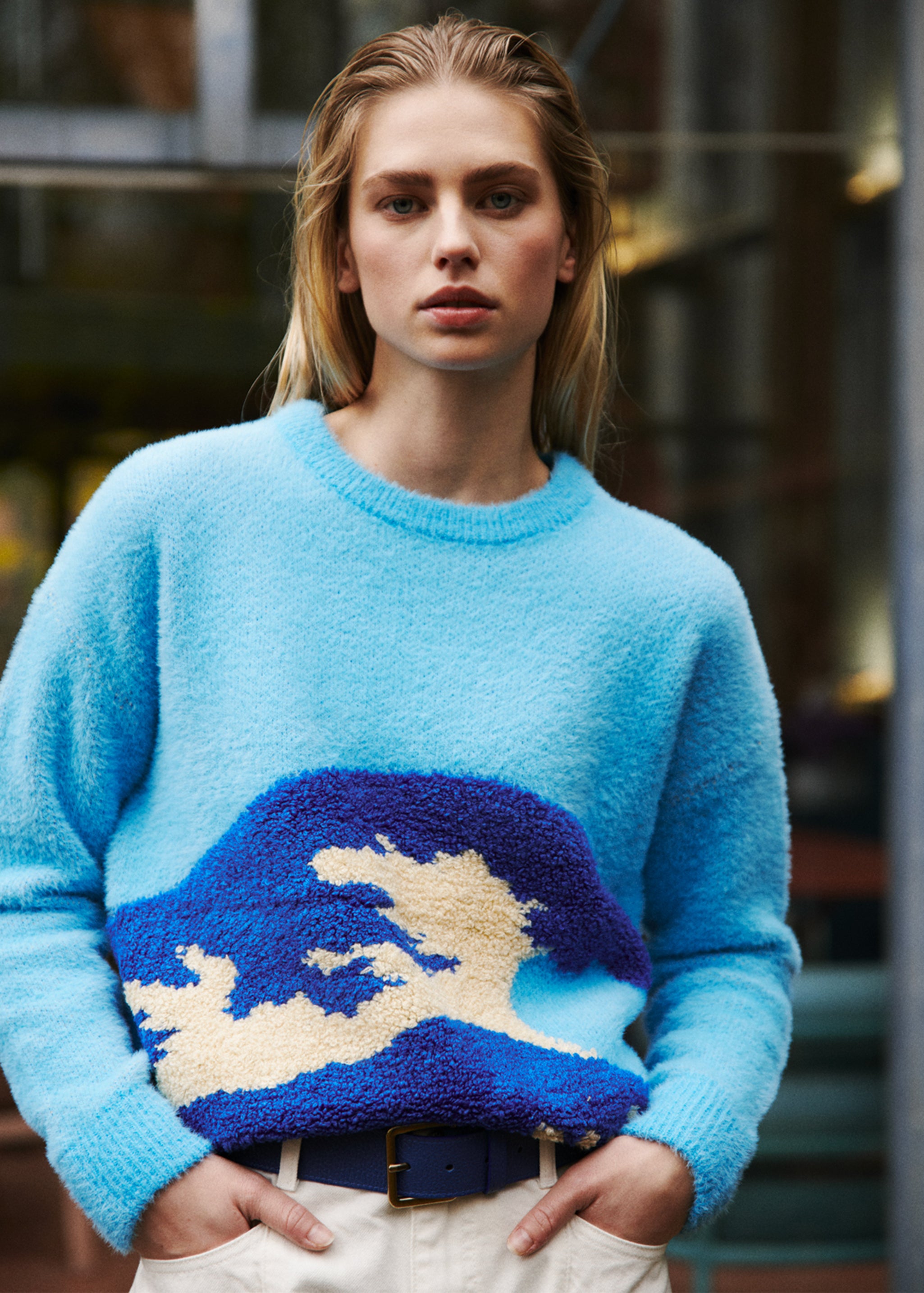 Louis Vuitton Blue Intarsia Logo Sweater
