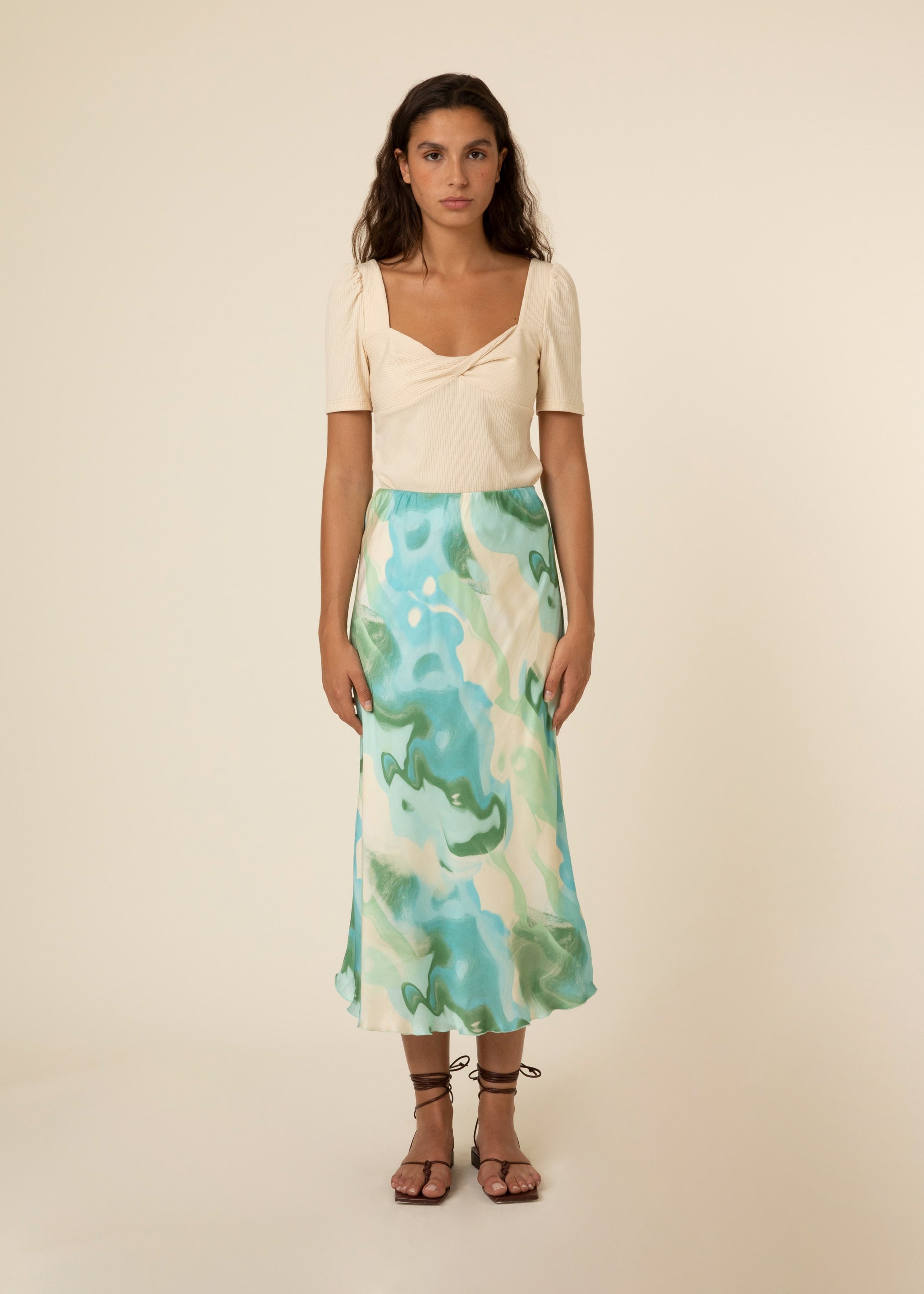 EDELYNE viscose skirt with Alga print